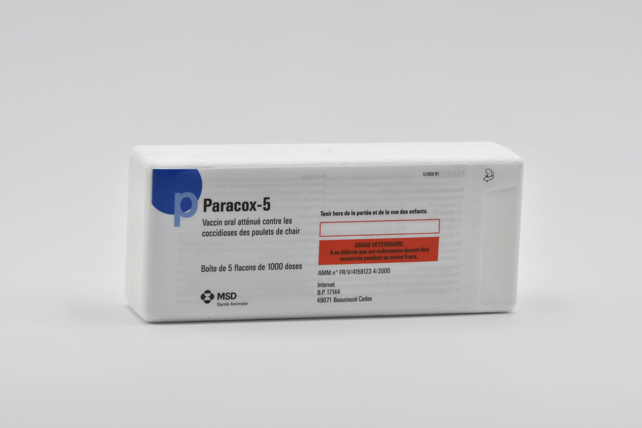 Boîte de vaccin Paracox-5 pour la coccidiose des poulets de chair MSD Santé Animale