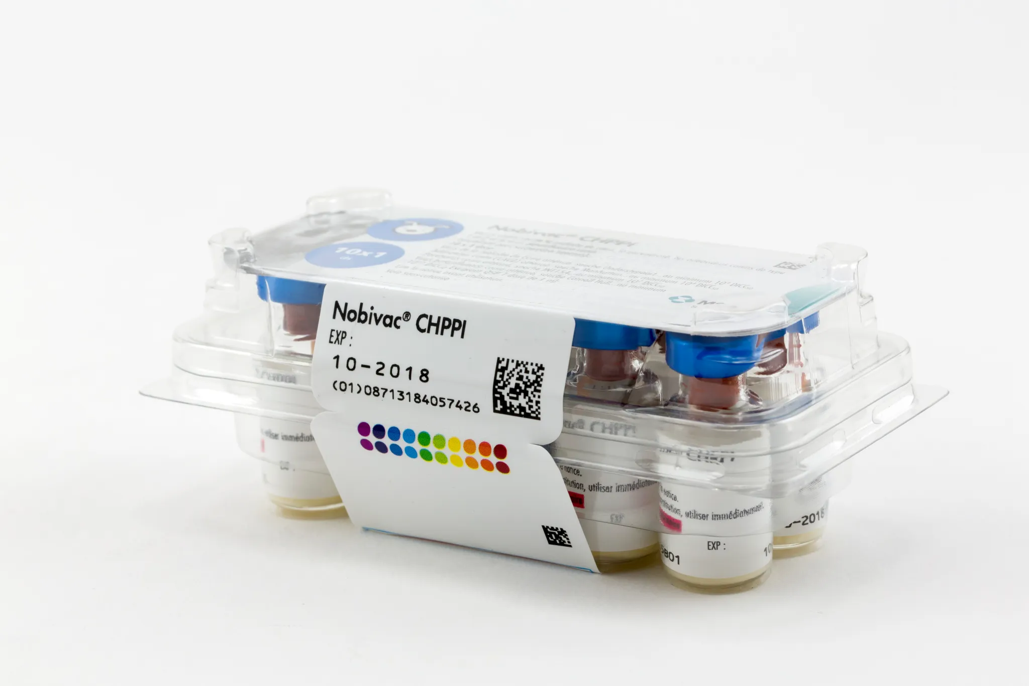 Flacons de Nobivac Bb pour chats lyophilisat et solvant pour application nasale MSD Santé Animale